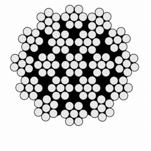 19×7 rotation-resistant wire rope cross-section showing a multi-layer 19-strand construction with seven-wire strand configuration.