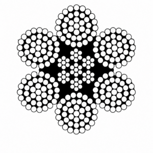 HYPERSIX S 6×37 Standard Steel Core (IWRC) wire rope cross-section showing six 37-wire strands around an independent wire rope core.