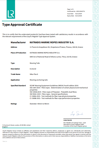 type approval nika flex 8 tails