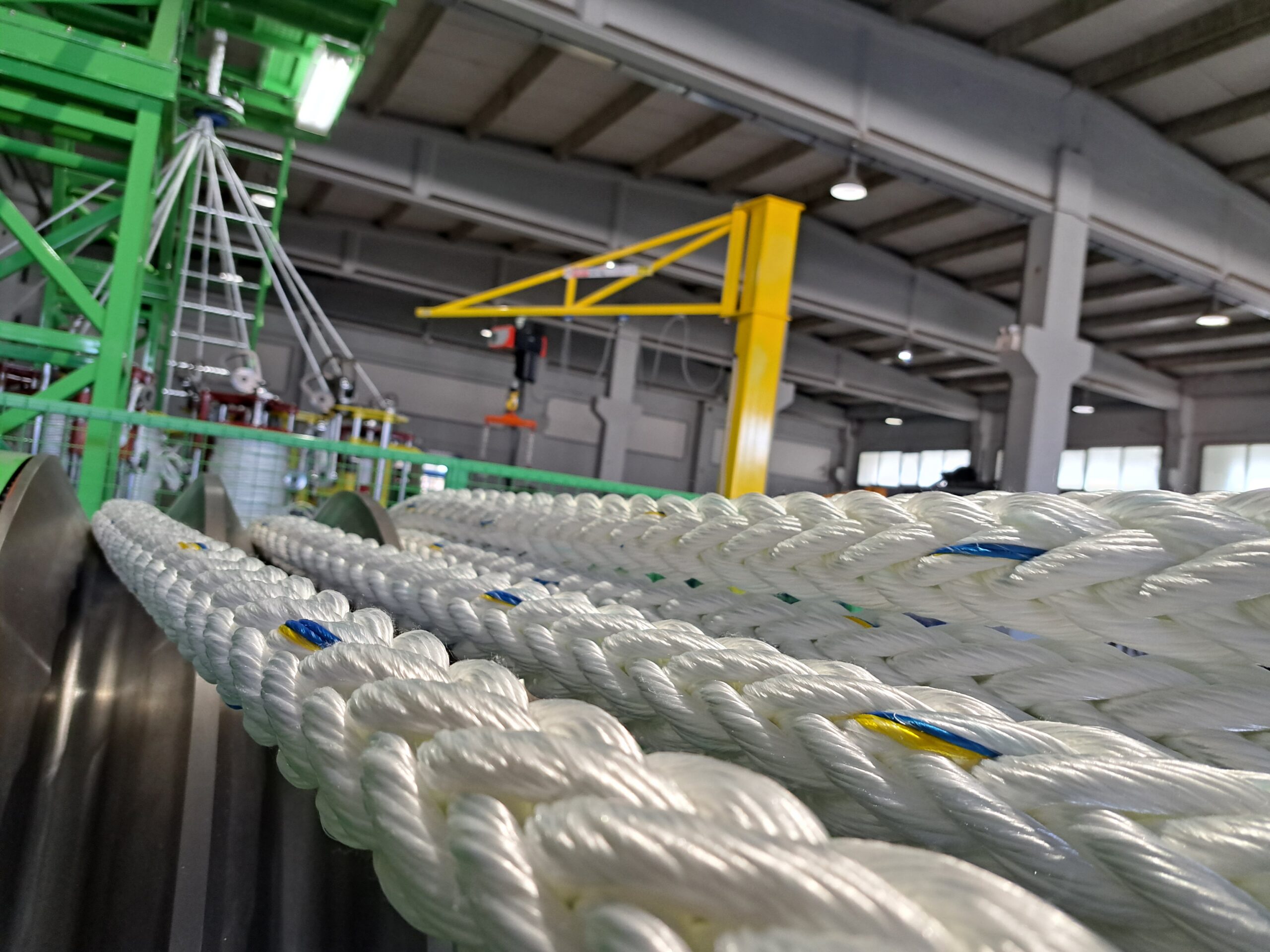 Close-up of improved RSB rope in manufacturing facility at Katradis