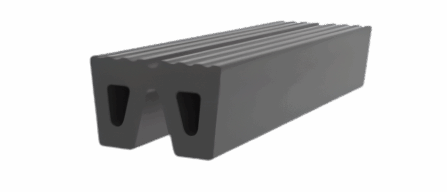W-type rubber fender for heavy-duty marine berthing protection.