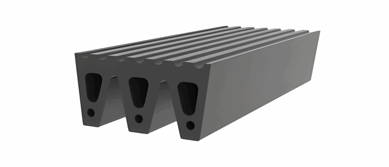 Triple-leg M-type marine rubber fender for high-performance docking protection.